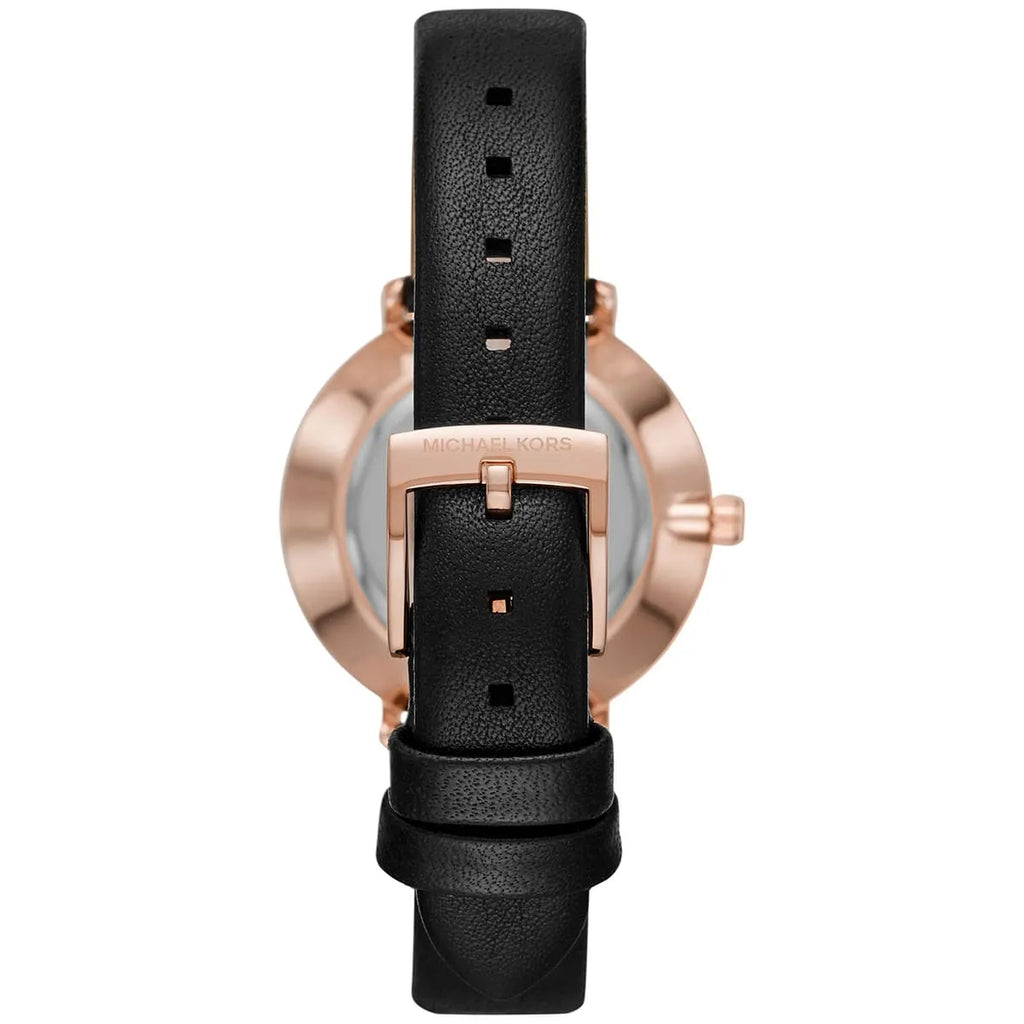 Michael Kors Pyper Black Leather Strap Women's Watch - MK2835
