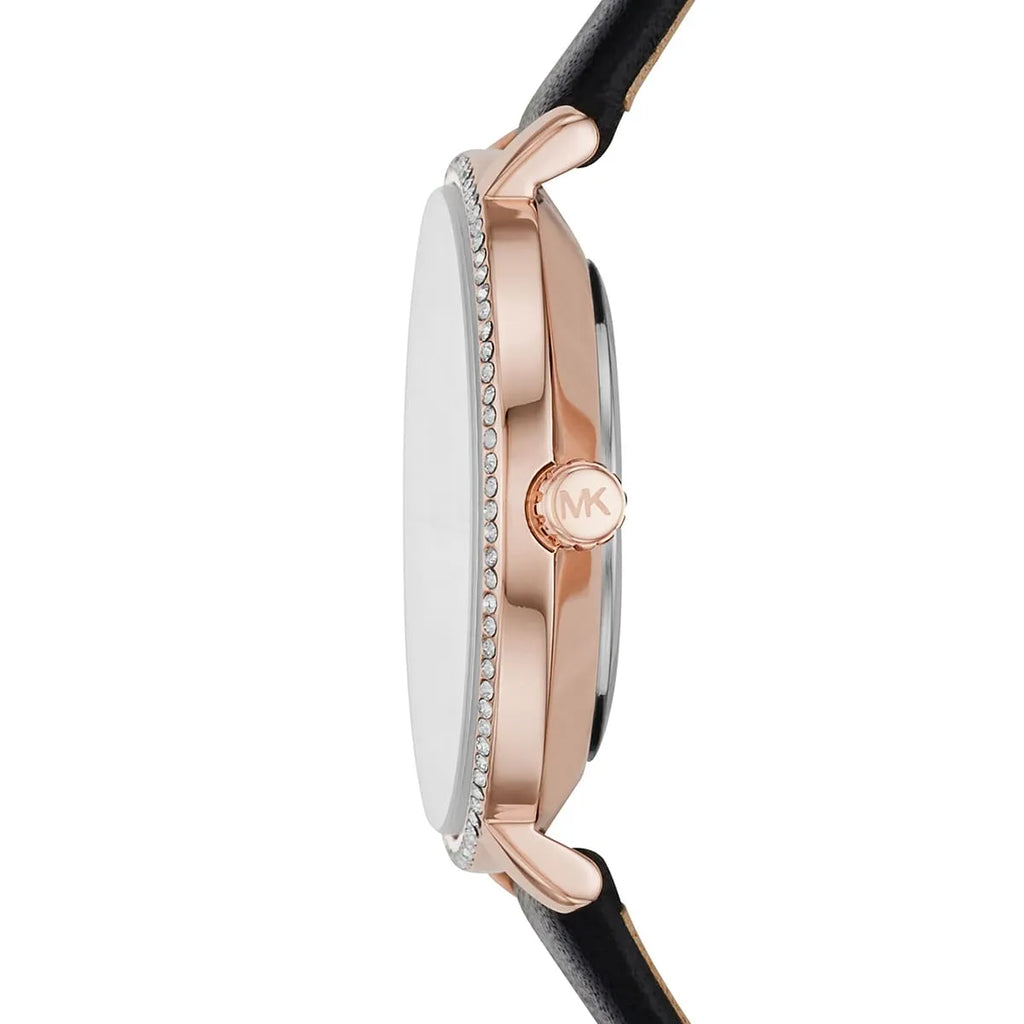 Michael Kors Pyper Black Leather Strap Women's Watch - MK2835