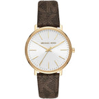 Michael Kors Pyper White Dial Brown Coated Canvas Strap Women's Watch - MK2857