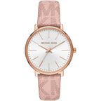 Michael Kors Pyper Silver Dial Pink Genuine Leather Women's Watch - MK2859