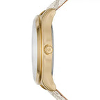 Michael Kors Mini Jaycie Gold Dial Beige Coated Canvas Strap Women's Watch - MK2861