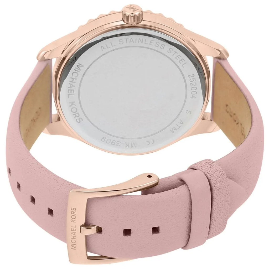 Michael Kors Layton Three-Hand White Dial Pink Leather Strap Women's Watch - MK2909