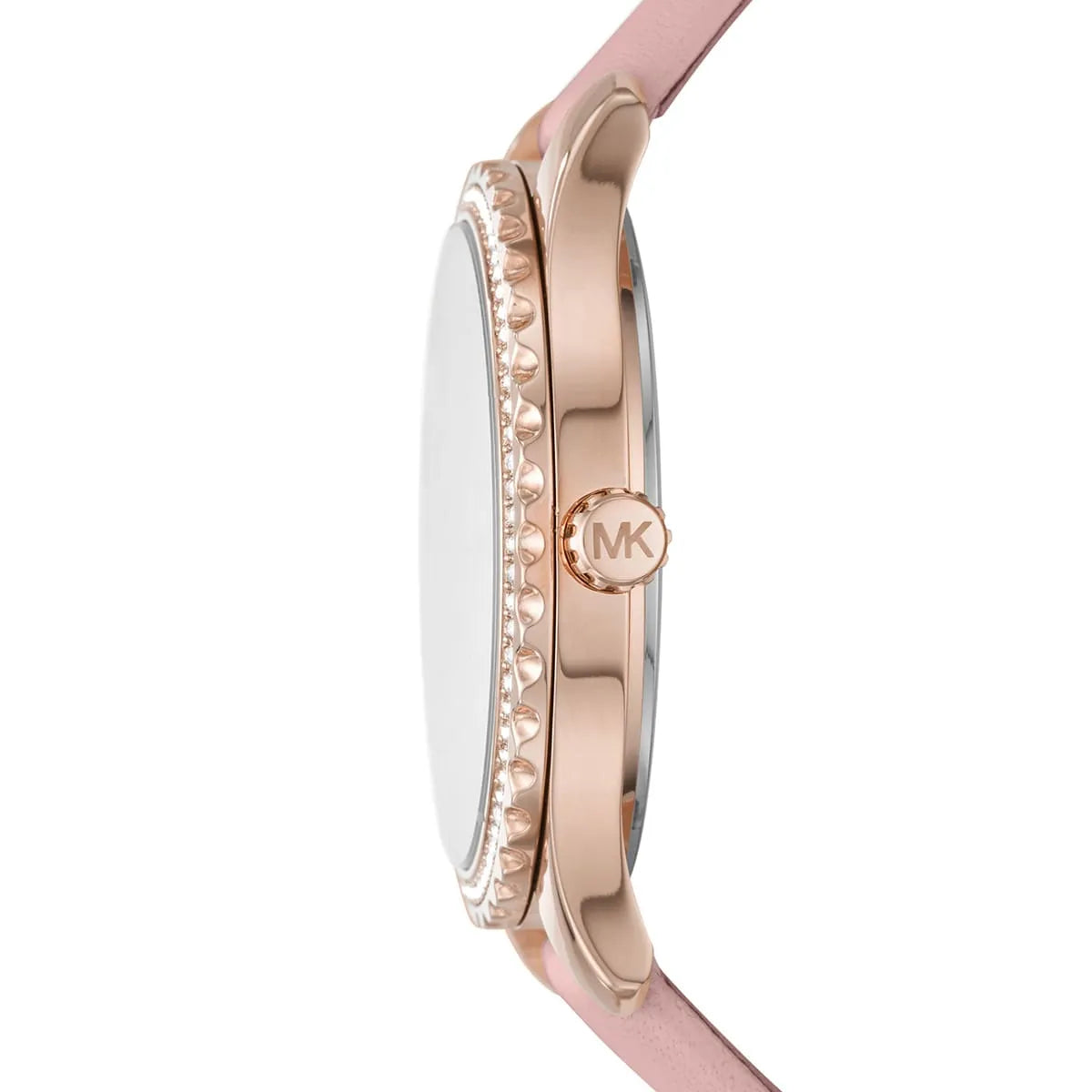 Michael Kors Layton dameshorloge met drie wijzers, witte wijzerplaat en roze leren band - MK2909 Secundaire afbeelding