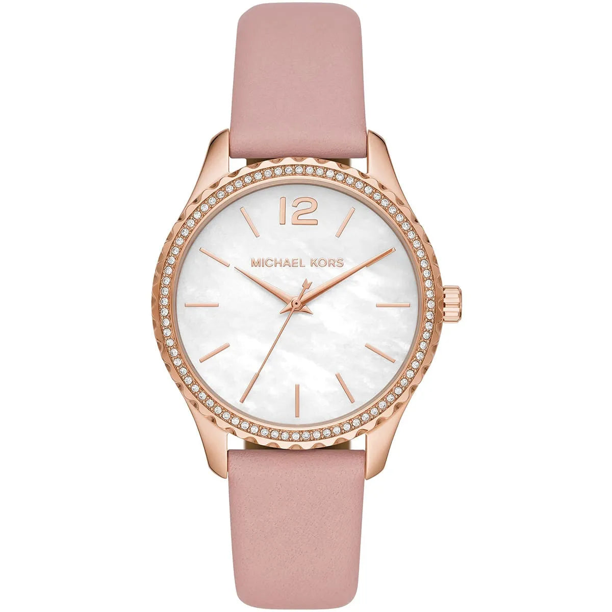 Michael Kors Layton Three-Hand White Dial Pink Leather Strap Women's Watch - MK2909 Hoofdafbeelding