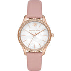 Michael Kors Layton Three-Hand White Dial Pink Leather Strap Women's Watch - MK2909