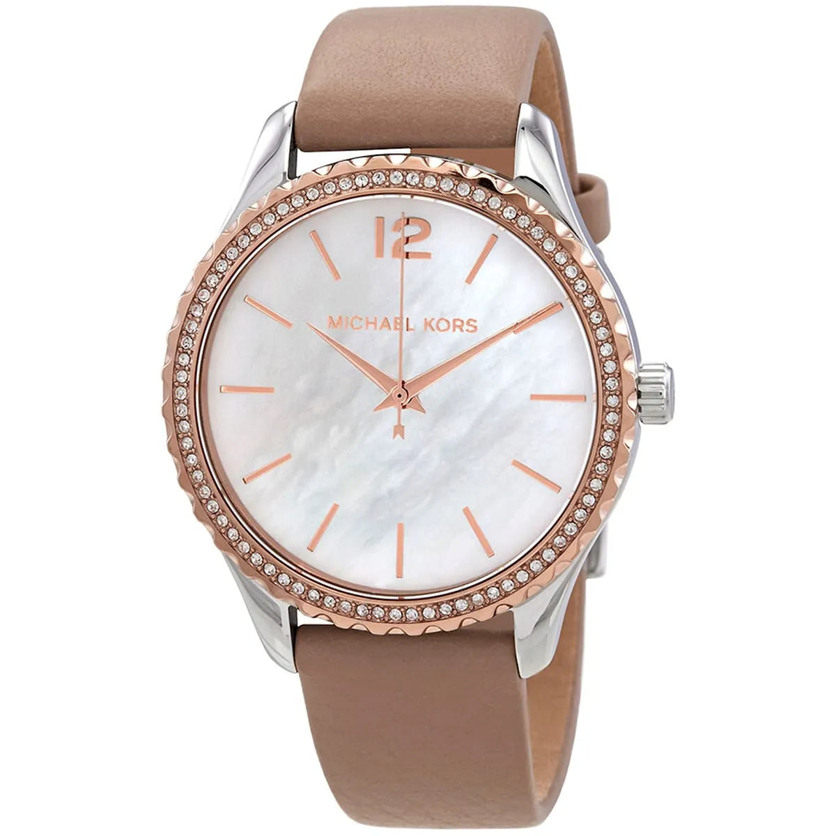 Michael Kors Layton White MOP Dial Beige Genuine Leather Women's Watch - MK2910 Secundaire afbeelding