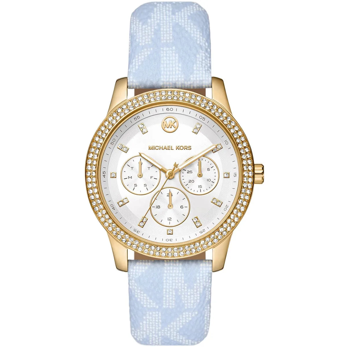 Michael Kors Tibby Multifunctioneel Dameshorloge met Witte Wijzerplaat en Blauwe Echt Lederen Band - MK2965 Hoofdafbeelding