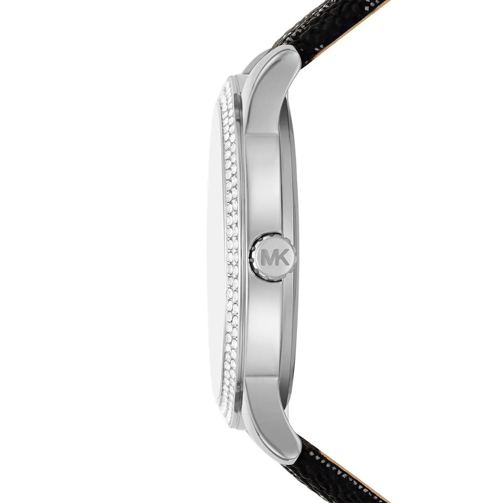 Michael Kors Tibby Chronograph Black Dial Black Genuine Leather Women's Watch - MK2976