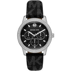 Michael Kors Tibby Chronograph Black Dial Black Genuine Leather Women's Watch - MK2976