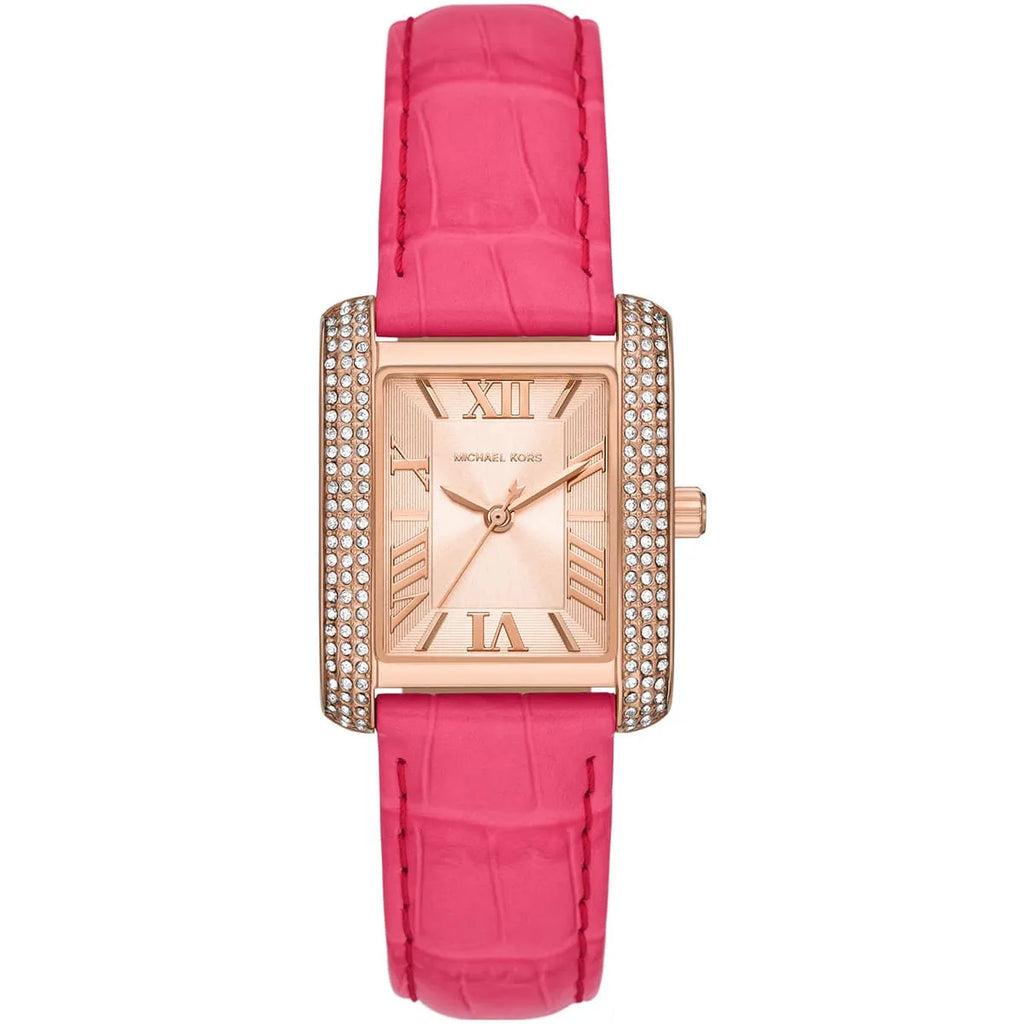 Michael Kors Emery Pavé Geranium Pink Leather Strap Women's Watch - MK2984