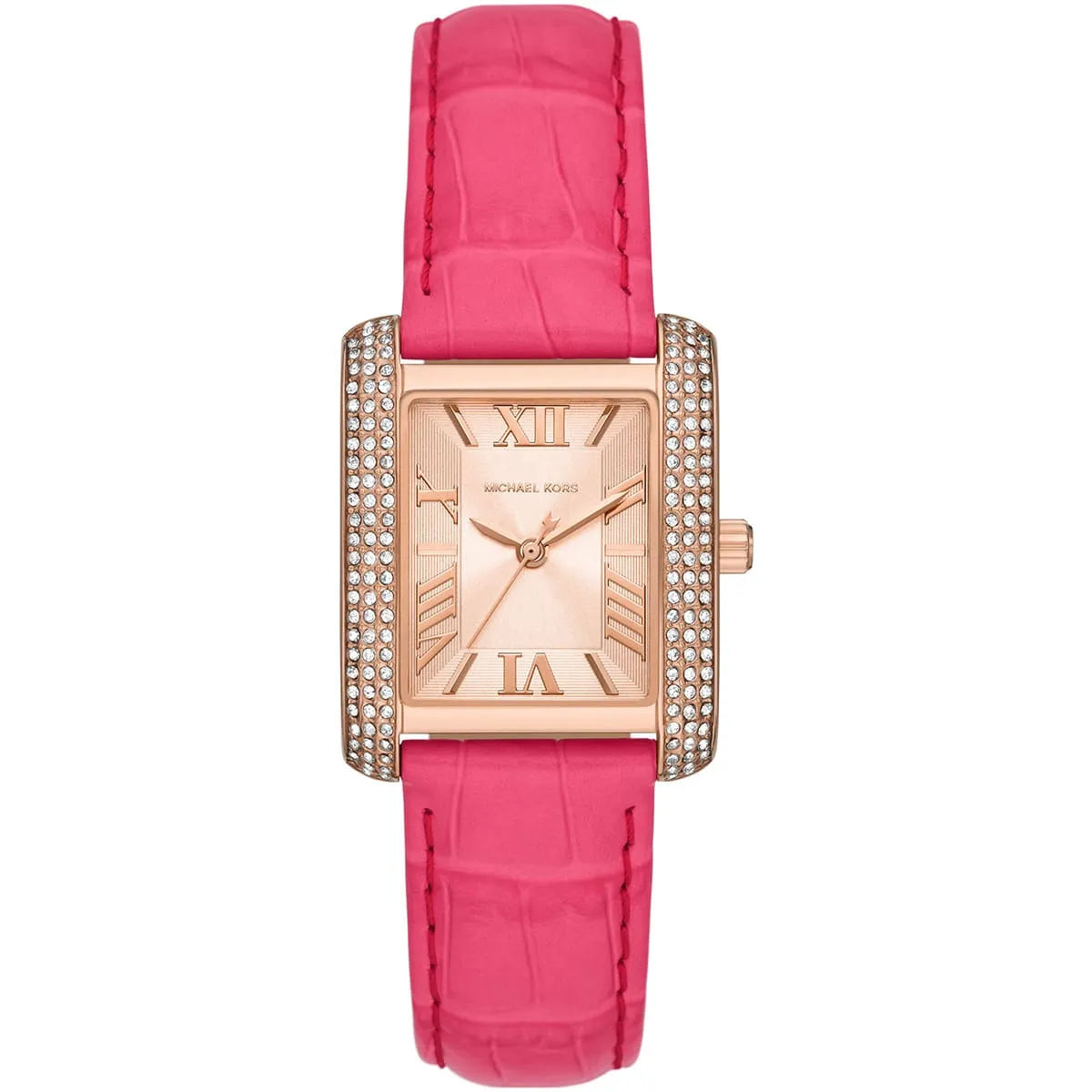 Michael Kors Emery Pavé Geranium dameshorloge met roze leren bandje - MK2984 Hoofdafbeelding