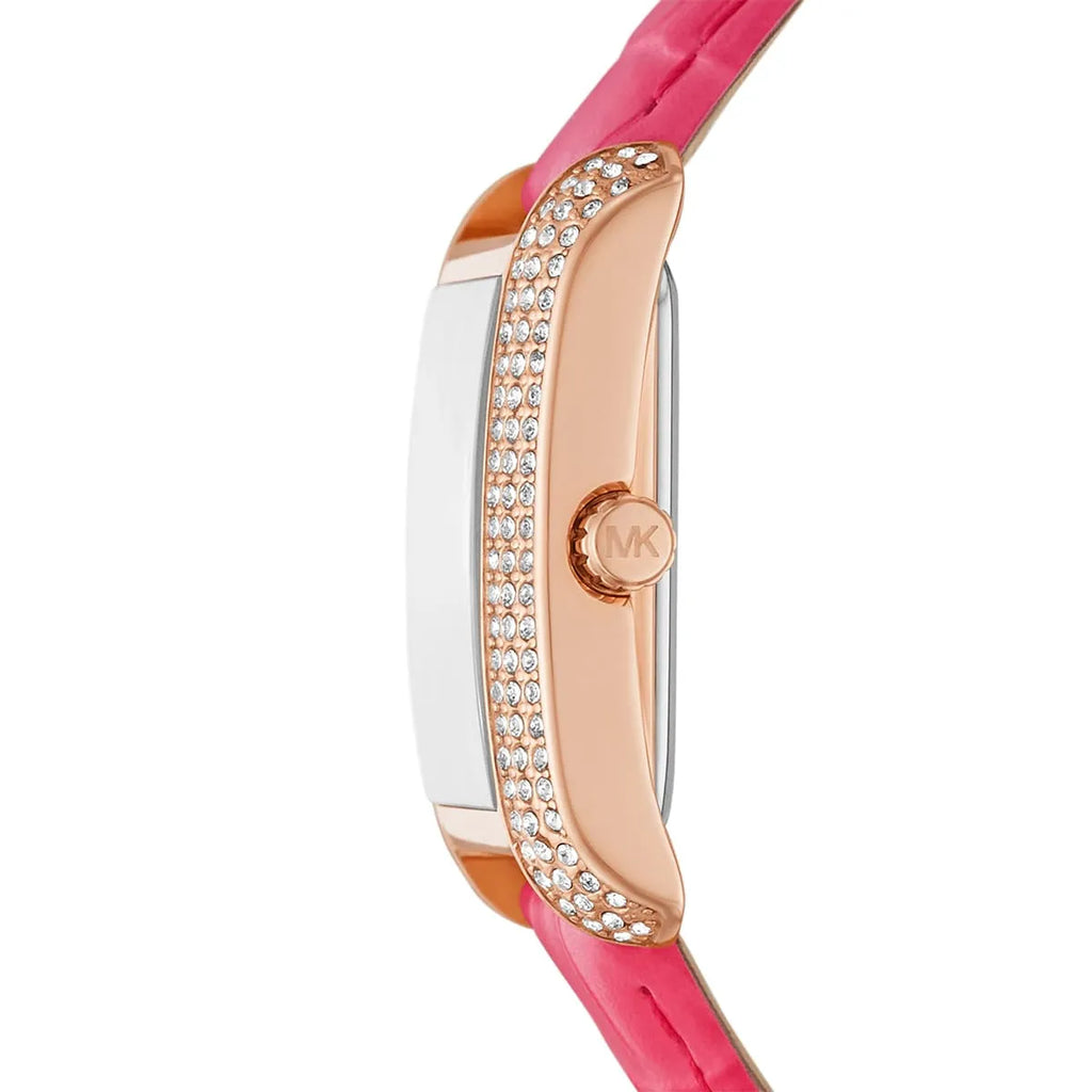 Michael Kors Emery Pavé Geranium Pink Leather Strap Women's Watch - MK2984