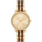 Michael Kors Melissa Gold Sunray Dial Gold Tortoiste Acetate Women's Watch - MK4395