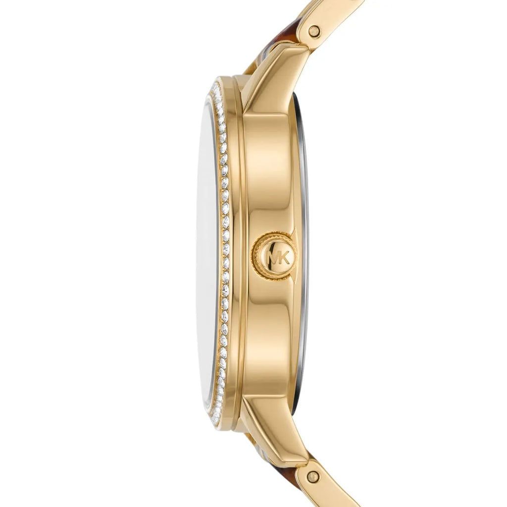 Michael Kors Melissa Gold Sunray Dial Gold Tortoiste Acetate Women's Watch - MK4395