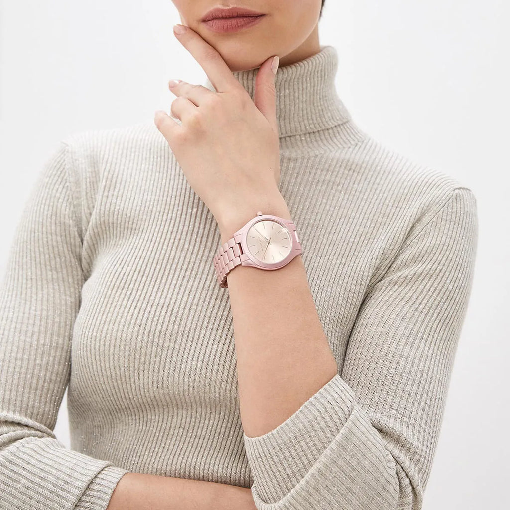 Michael Kors Slim Runway Pink Aluminum Women's Watch - MK4456