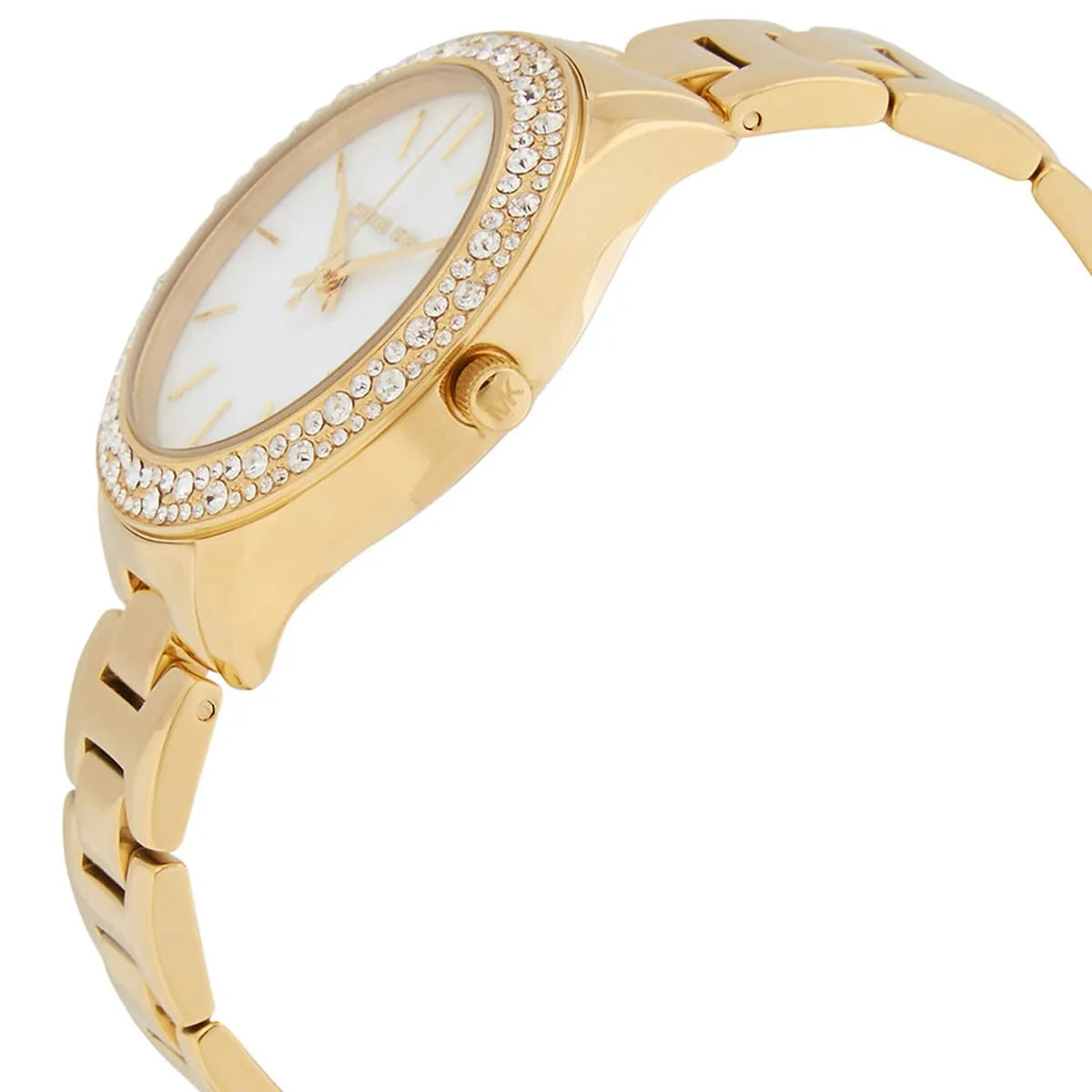 Michael Kors Liliane Dameshorloge met witte parelmoeren wijzerplaat en gouden accenten - MK4555