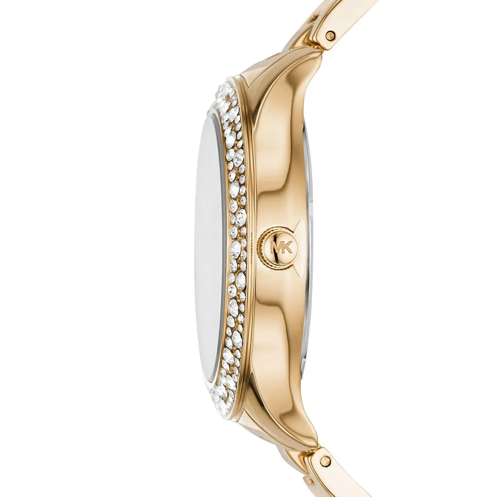 Michael Kors Liliane Dameshorloge met witte parelmoeren wijzerplaat en gouden accenten - MK4555