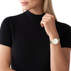 Michael Kors Liliane Dameshorloge met witte parelmoeren wijzerplaat en gouden accenten - MK4555