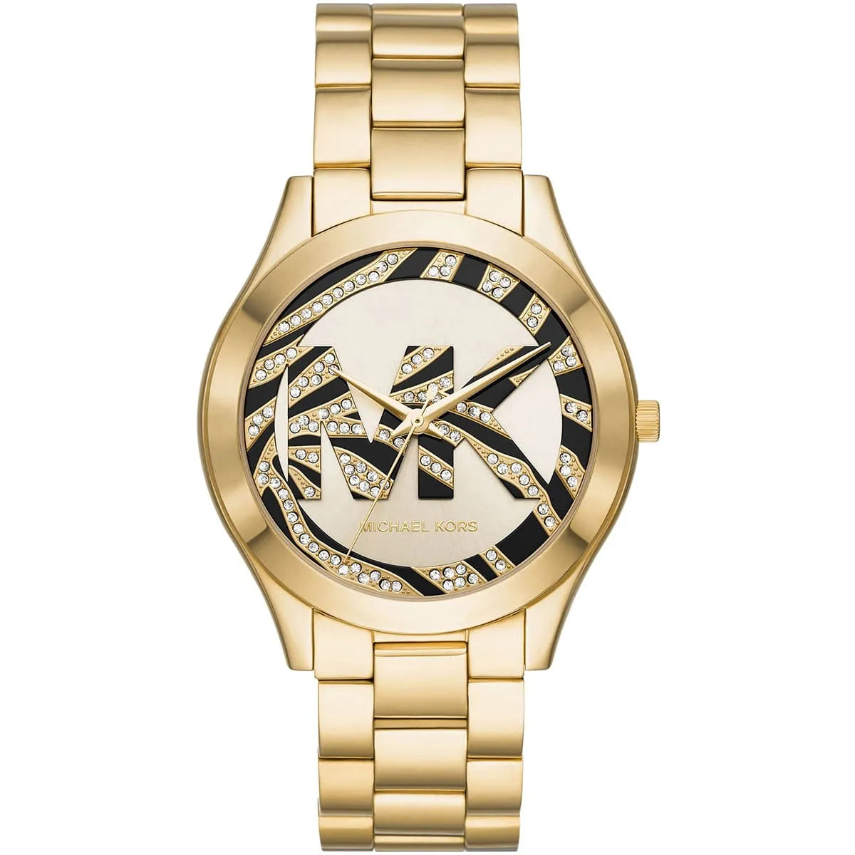 Michael Kors Slim Runway dameshorloge met zebraprint en gouden wijzerplaat - MK4561 Hoofdafbeelding
