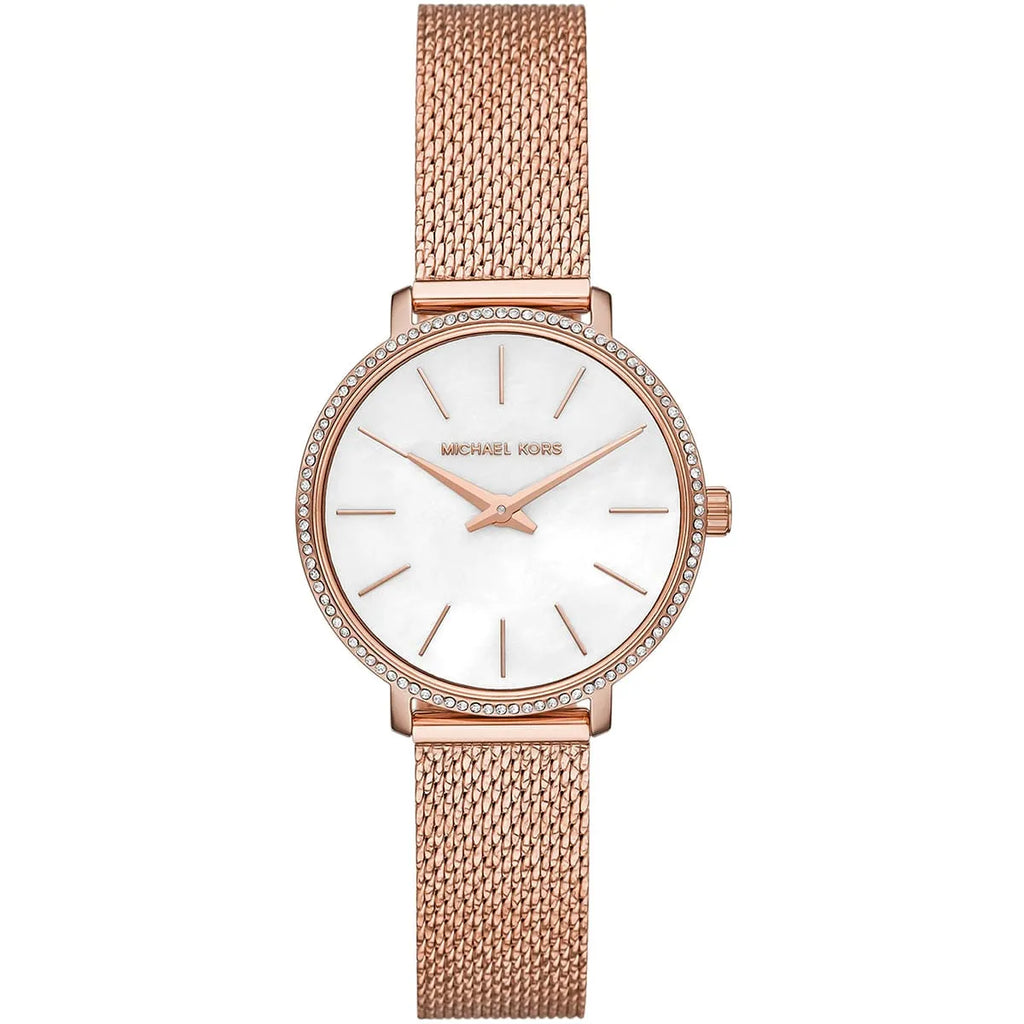 Michael Kors Mini Pyper White MOP Dial Rose-gold Women's Watch - MK4588