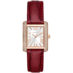 Michael Kors Emery Three-Hand Rectangular Red Genuine Leather Women's Watch - MK4689