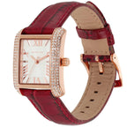 Michael Kors Emery Three-Hand Rectangular Red Genuine Leather Women's Watch - MK4689