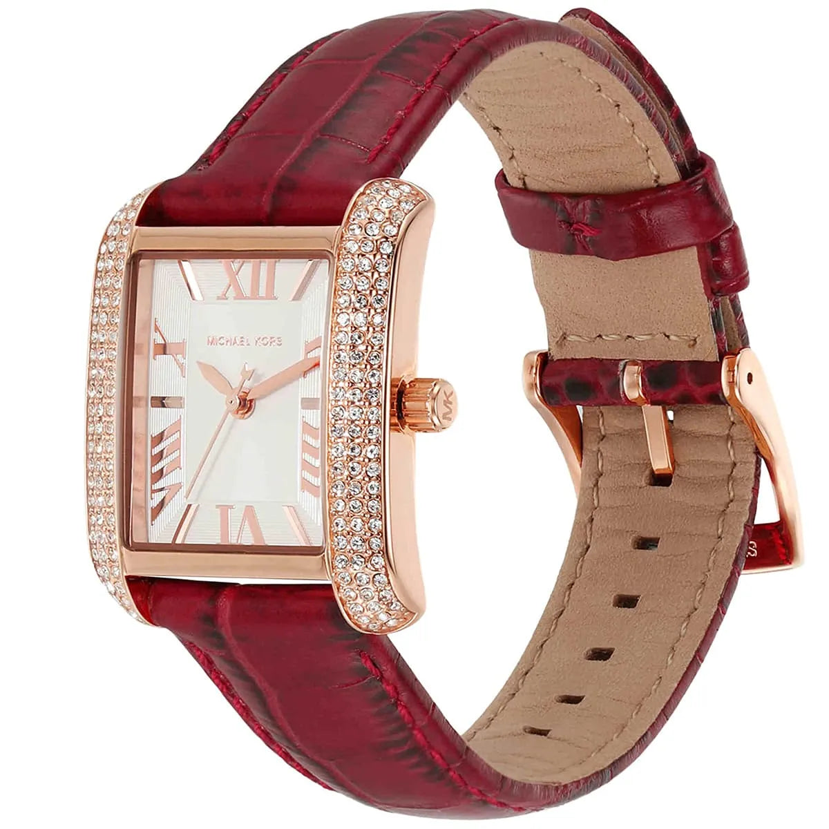 Michael Kors Emery Three-Hand Rectangular Red Genuine Leather Women's Watch - MK4689 Secundaire afbeelding