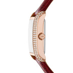 Michael Kors Emery Three-Hand Rectangular Red Genuine Leather Women's Watch - MK4689