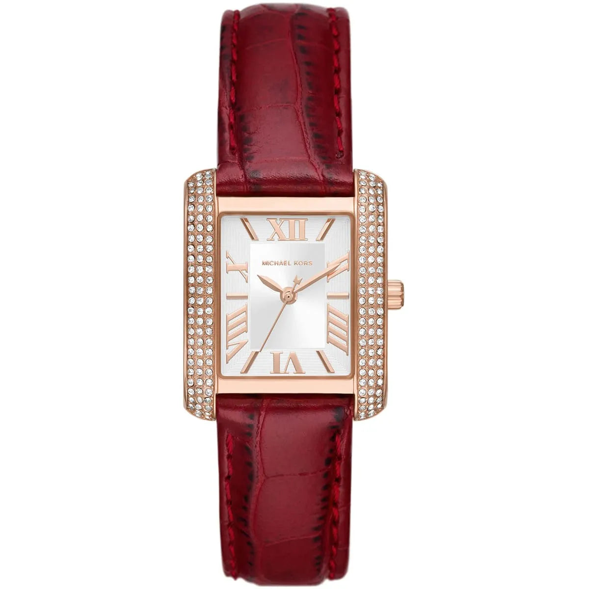 Michael Kors Emery Three-Hand Rectangular Red Genuine Leather Women's Watch - MK4689 Hoofdafbeelding