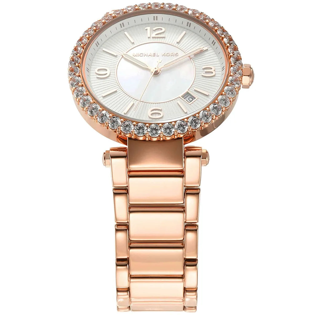 Michael Kors Parker Three-Hand White MOP Dial Rose Gold Women's Watch - MK4695