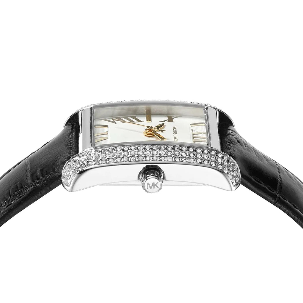 Michael Kors Emery Emery Pavé Silver-Tone and Black Leather - MK4696