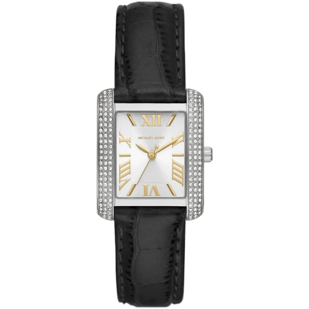 Michael Kors Emery Emery Pavé Silver-Tone and Black Leather - MK4696