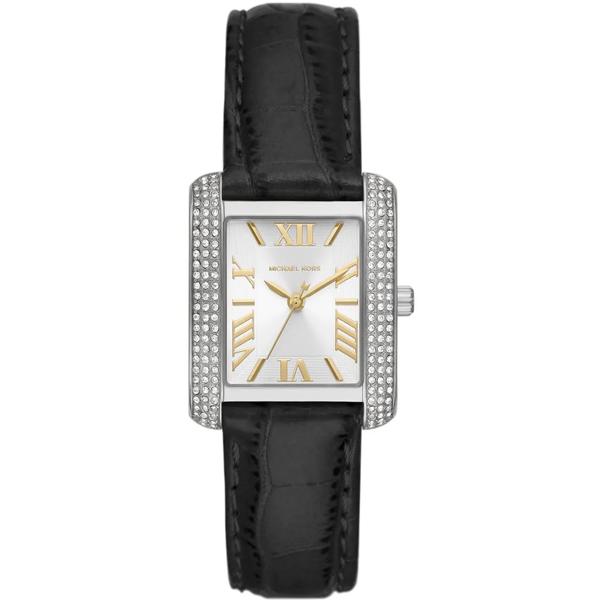 Michael Kors Emery Emery Pavé Silver-Tone and Black Leather - MK4696 Hoofdafbeelding