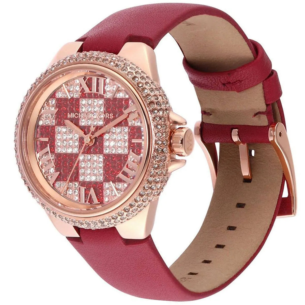 Michael Kors Camille Pave Checkerboard Red Genuine Leather Women's Watch - MK4701 Secundaire afbeelding