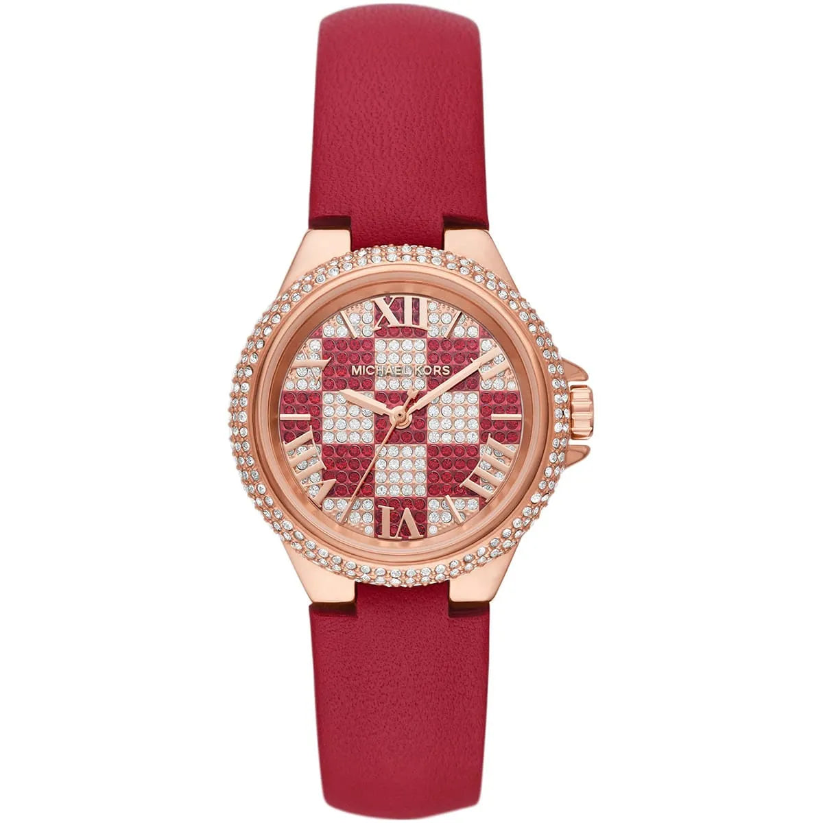 Michael Kors Camille Pave Checkerboard Red Genuine Leather Women's Watch - MK4701 Hoofdafbeelding