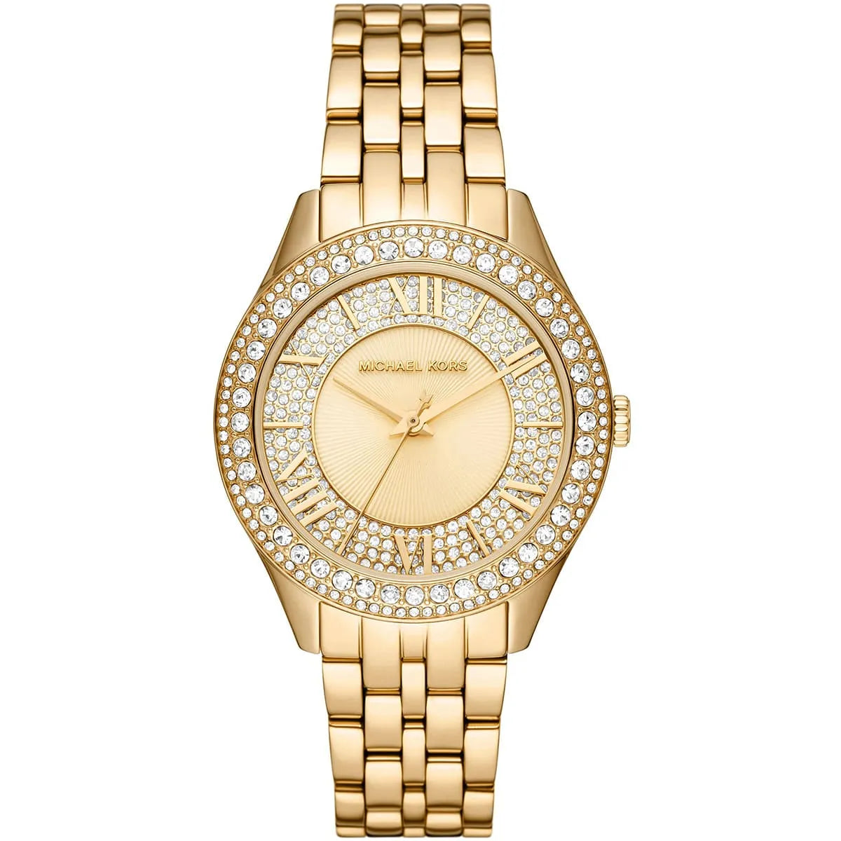 Michael Kors Harlowe Pave Quartz Crystal Gold-Tone Women's Watch - MK4709 Hoofdafbeelding