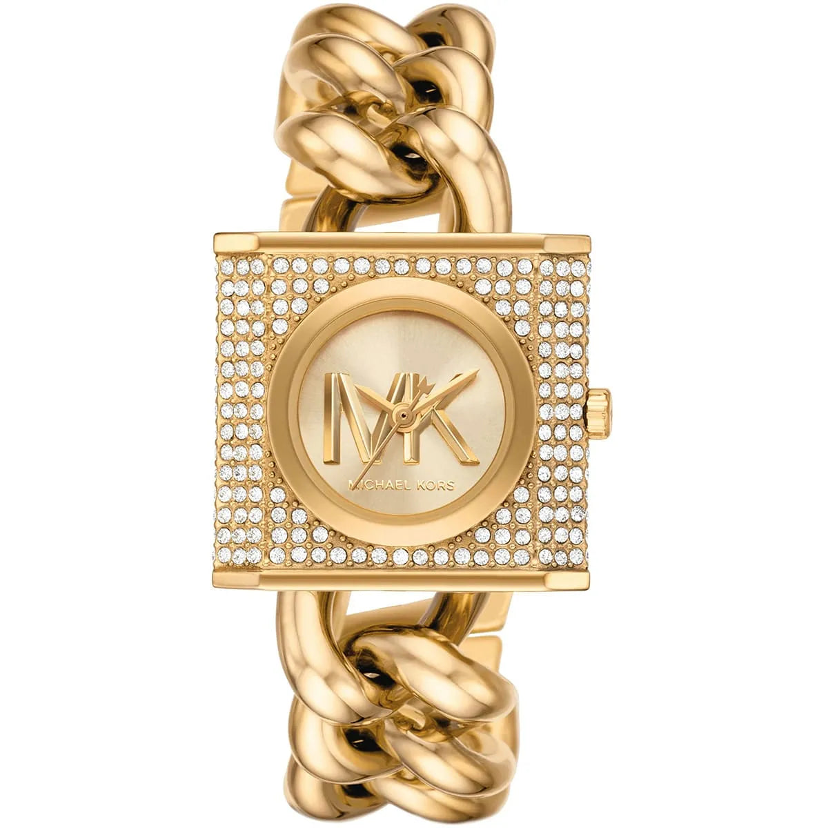 Michael Kors Chain Lock Quartz Crystal Gold Dial Women's Watch - MK4711 Hoofdafbeelding