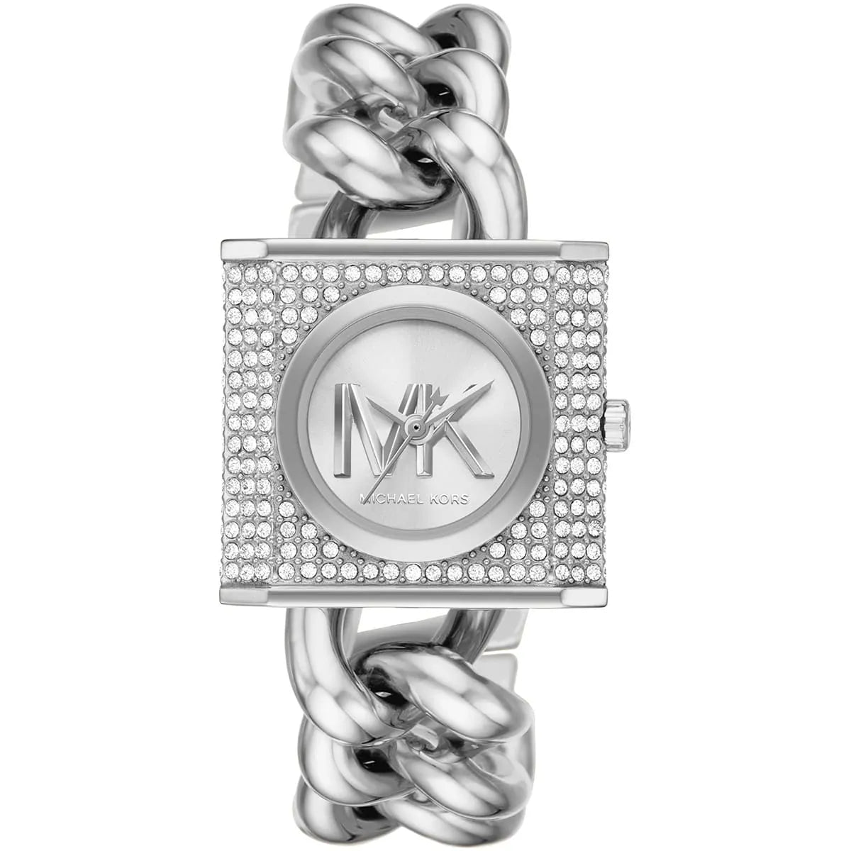 Michael Kors Mini Lock Pavé Silver-Tone Chain Women's Watch - MK4718 Hoofdafbeelding