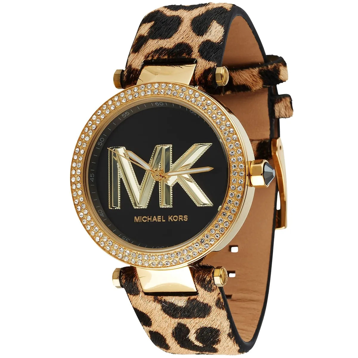 Michael Kors Parker Pavé Gold Bezel Brown/Black Genuine Leather Women's Watch - MK4723 Secundaire afbeelding