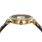 Michael Kors Parker Pavé Gold Bezel Brown/Black Genuine Leather Women's Watch - MK4723