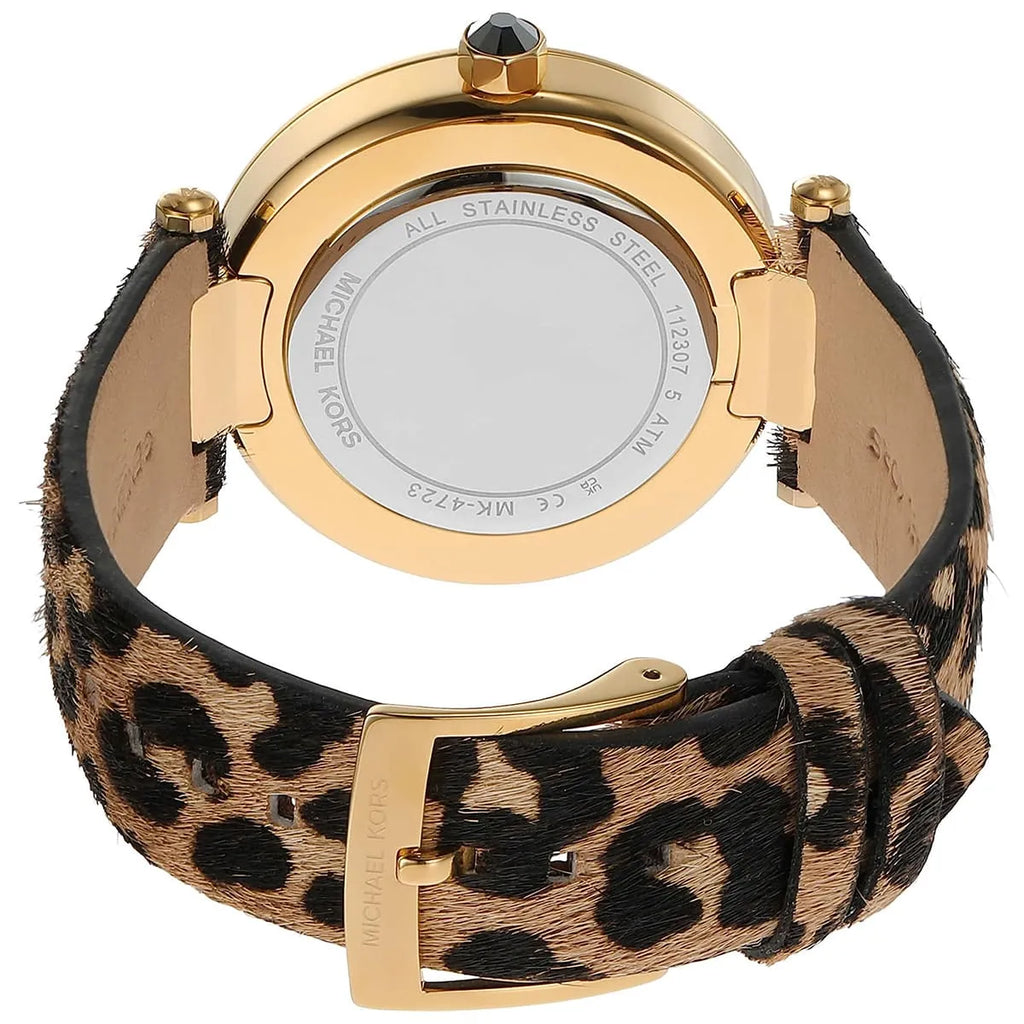 Michael Kors Parker Pavé Gold Bezel Brown/Black Genuine Leather Women's Watch - MK4723