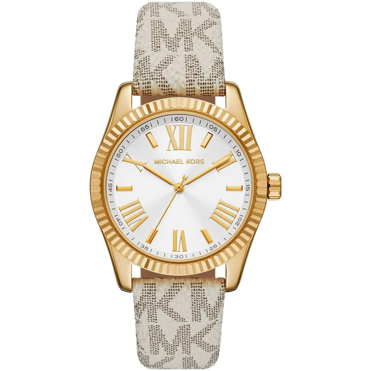 Michael Kors Lexington dameshorloge met witte wijzerplaat en grijze band van echt leer - MK4746 Hoofdafbeelding