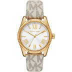 Michael Kors Lexington White Dial Grey Genuine Leather Women's Watch - MK4746