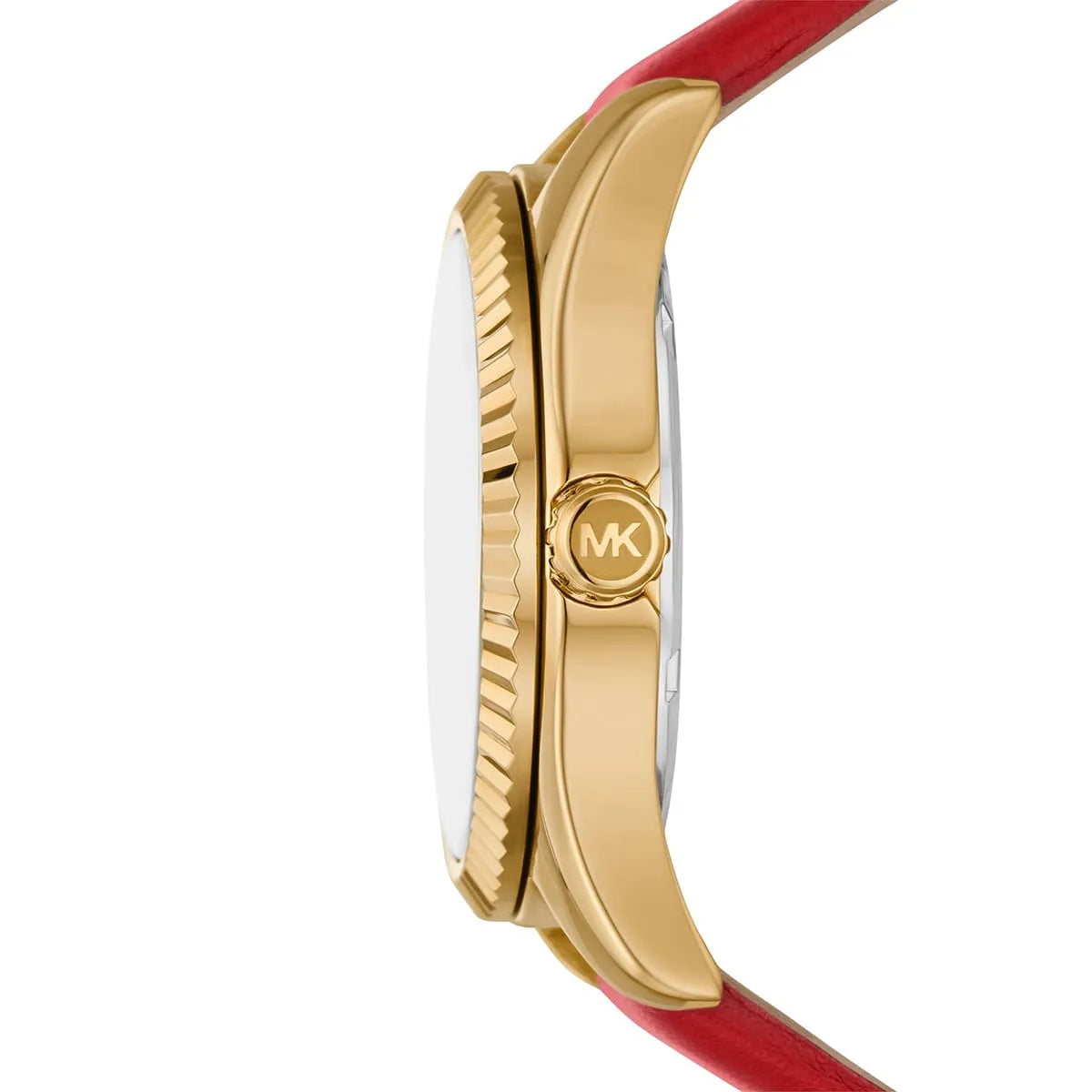 Michael Kors Lexington Gold dameshorloge met witte wijzerplaat en rode leren band - MK4747 Secundaire afbeelding