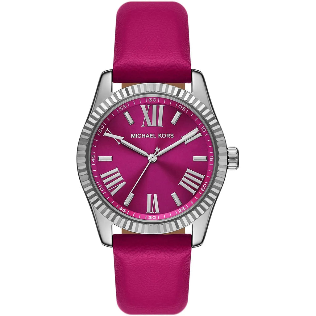 Michael Kors Lexington Silver-tone Pink Genuine Leather Women's Watch - MK4749