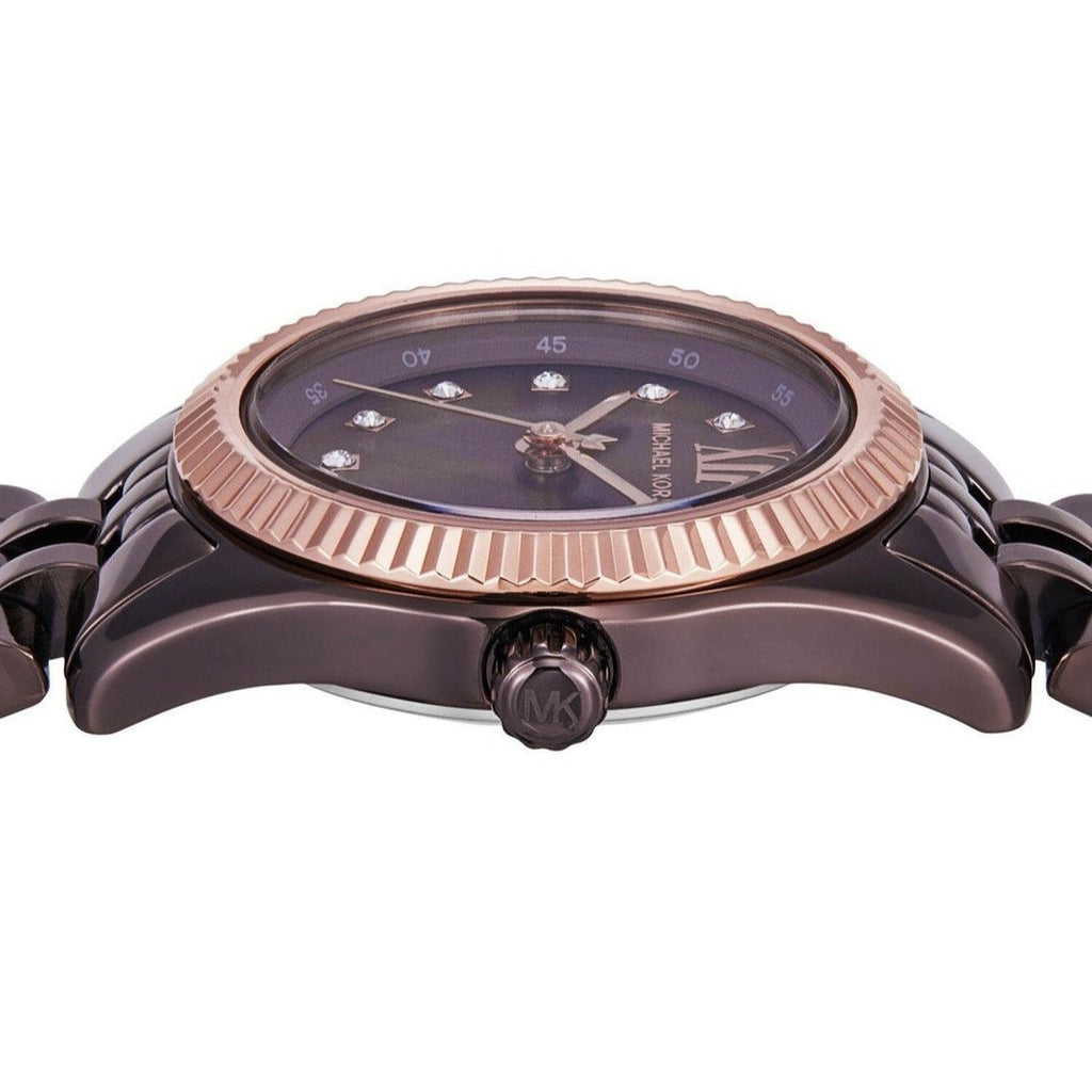 Michael Kors Petite Lexington Pavé Espressokleurig dameshorloge - MK4844 Secundaire afbeelding