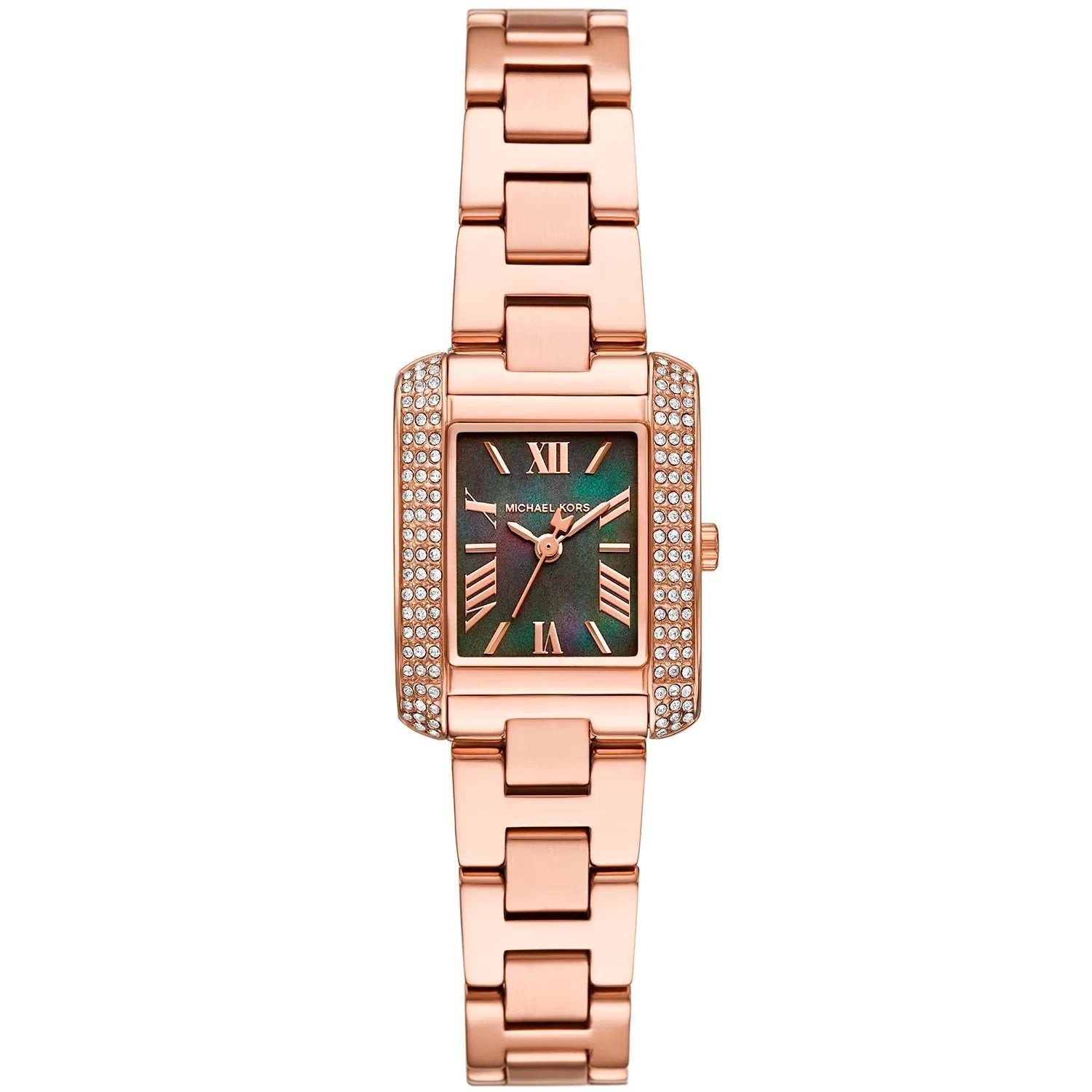 Michael Kors Mini Emery Pavé Rectangular Green MOP Dial Rose Gold Women's Watch - MK4868 Hoofdafbeelding