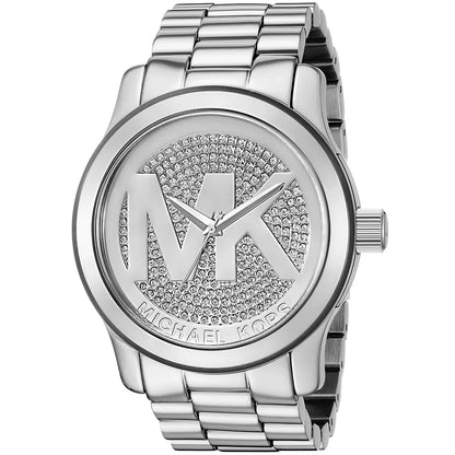 Michael Kors Runway 45mm Silver Dial Silver-Tone Pavé Women's Watch MK5544
