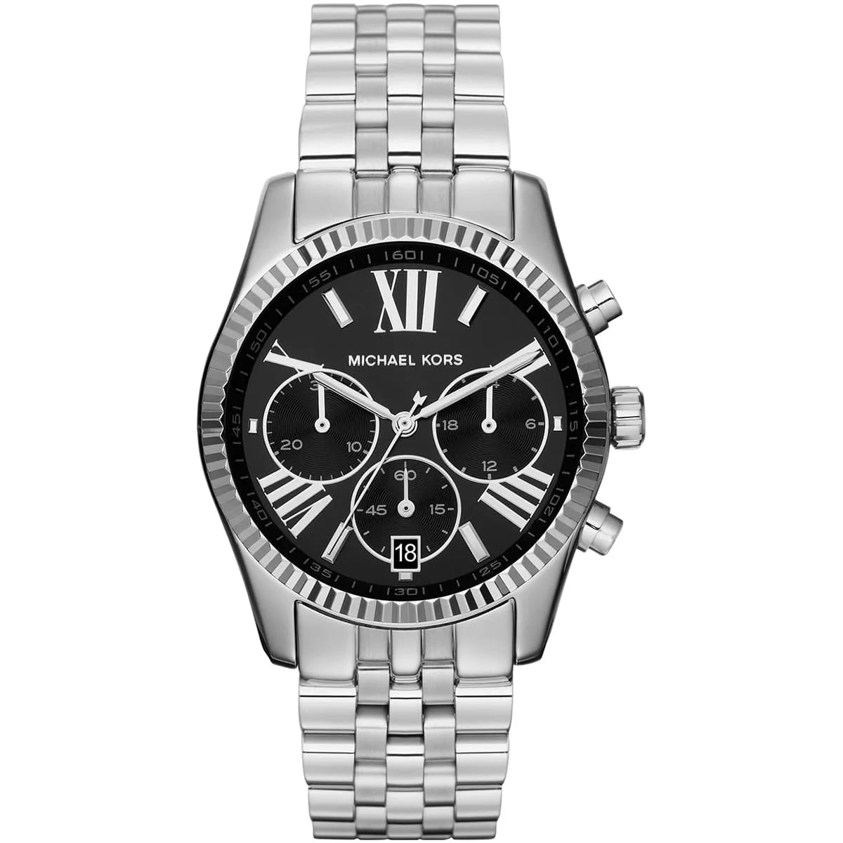 Michael Kors Chronograph Black Dial Silver Unisex Watch MK5708 Hoofdafbeelding