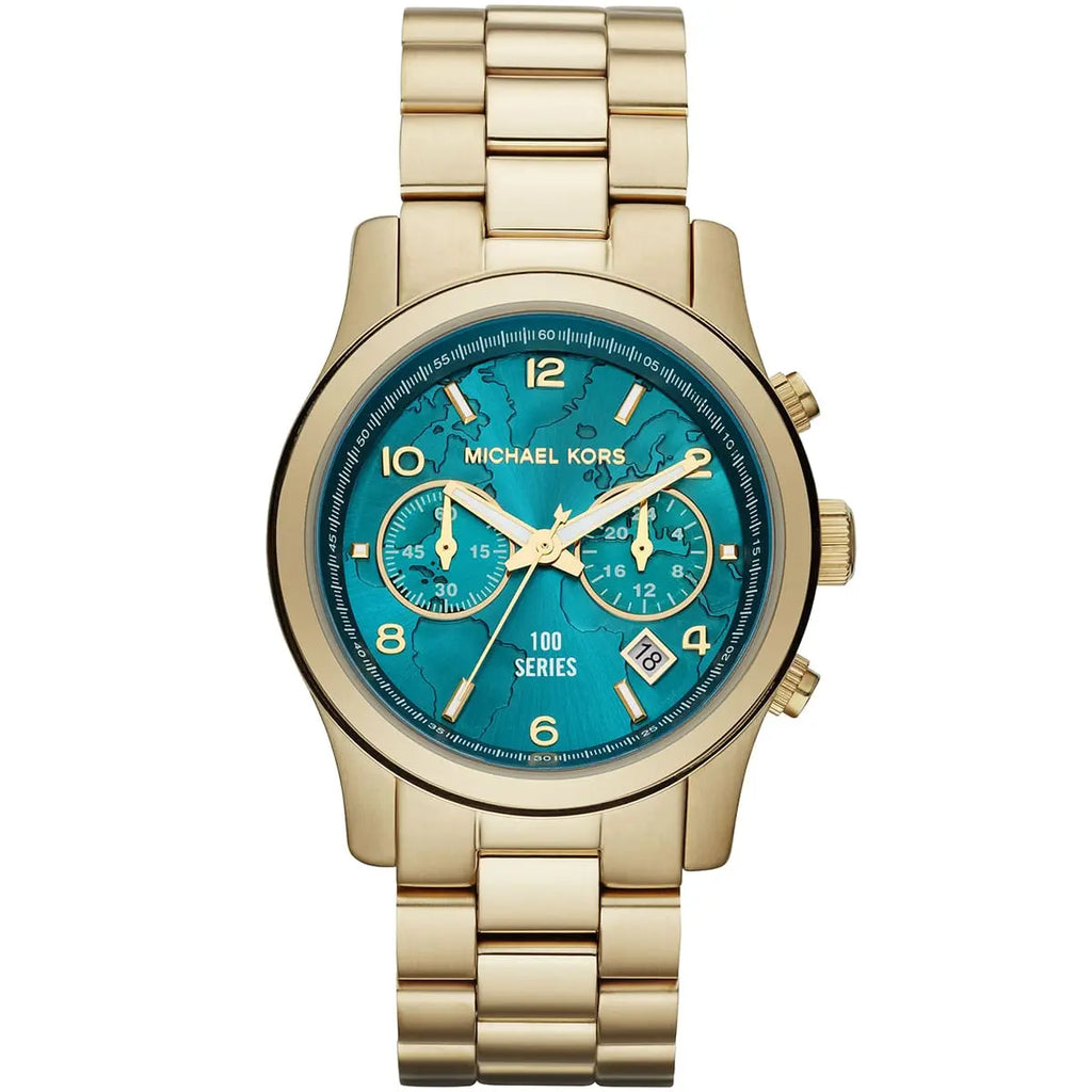 Michael Kors Stop Hunger Chronograph Turquoise Dial Gold Women's Watch - MK5815